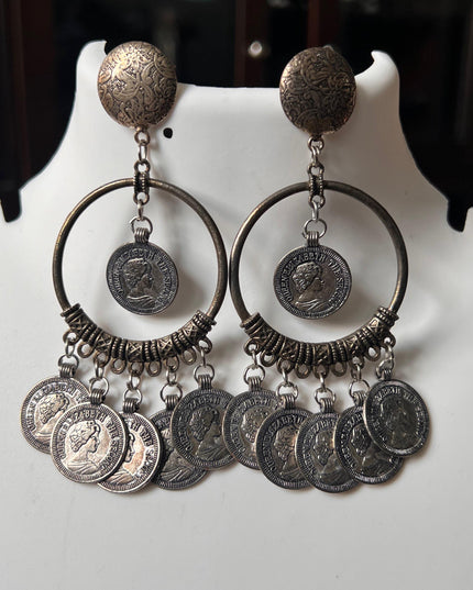 Oxidized coin earrings - Kurti Connection USA