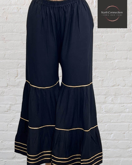 Black rayon sharara pant - Kurti Connection USA