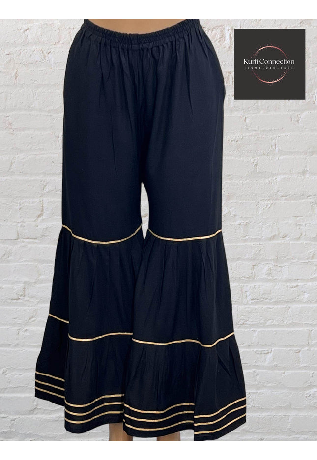 Black rayon sharara pant - Kurti Connection USA
