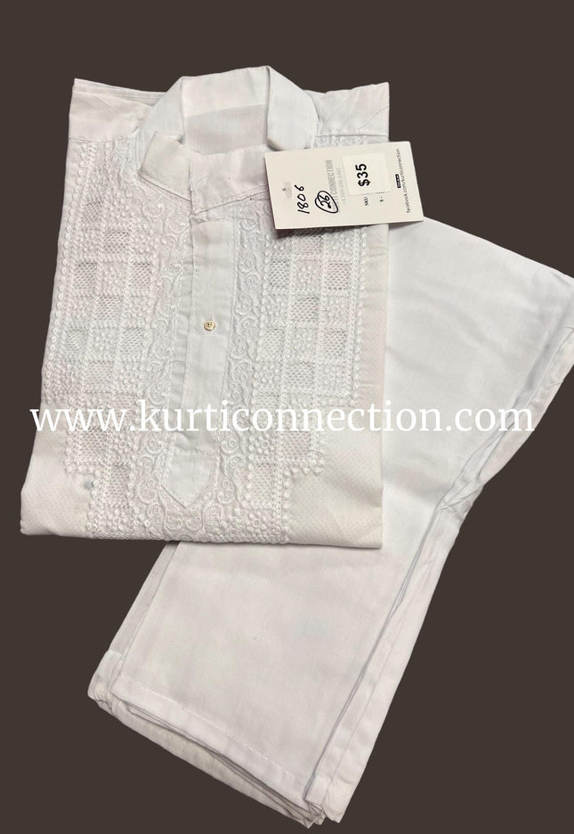 White kurta pajaama for boys - Kurti Connection USA