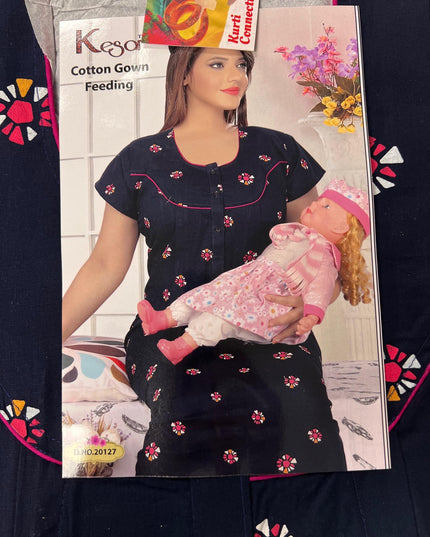 Cotton feeding gown | night gown for new moms - Kurti Connection USA