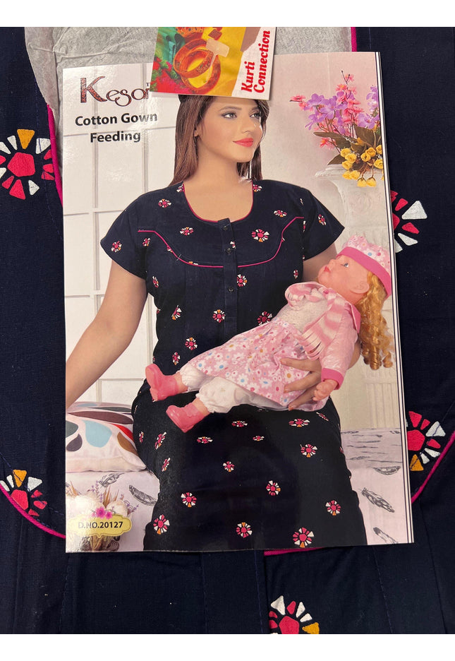 Cotton feeding gown | night gown for new moms - Kurti Connection USA