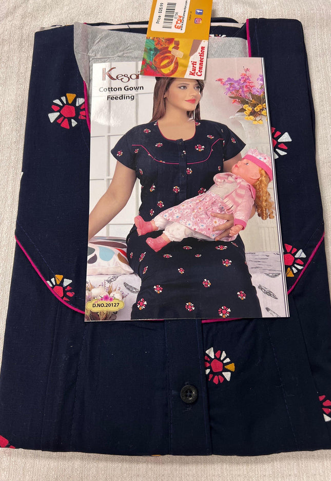 Cotton feeding gown | night gown for new moms - Kurti Connection USA