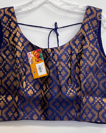 Navy blue sleeveless blouse - Kurti Connection USA
