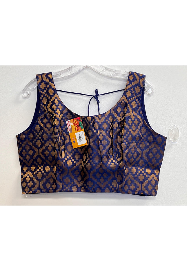 Navy blue sleeveless blouse - Kurti Connection USA