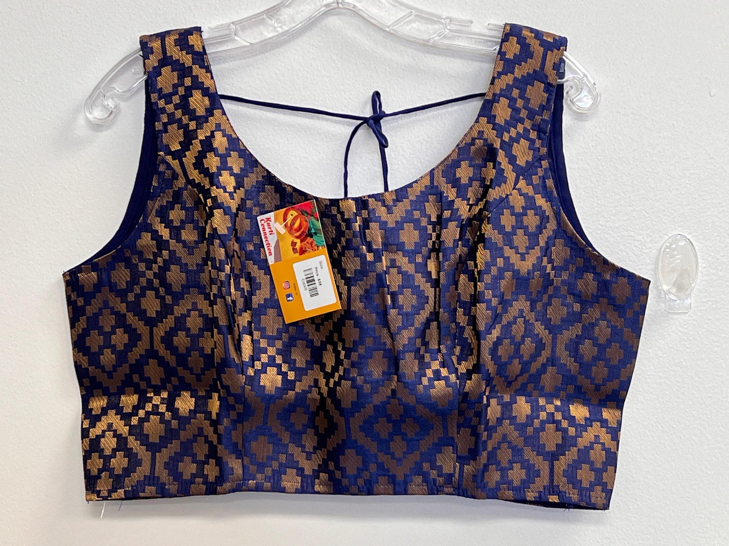 Navy blue sleeveless blouse