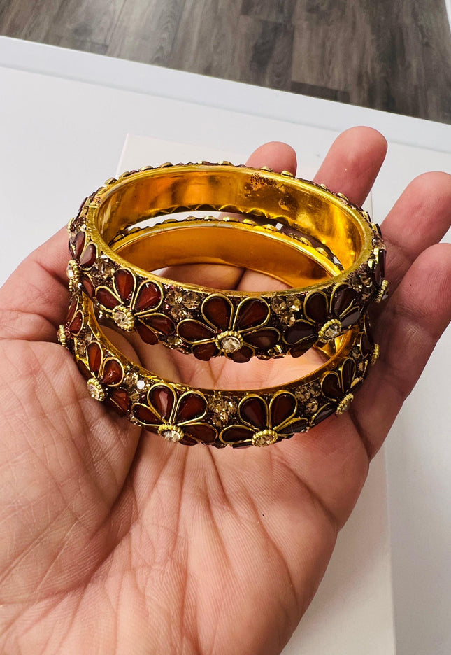 Maroon fancy bangles - Kurti Connection USA
