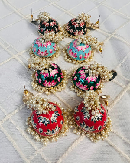 Meenakari jhumki, long jhumki - Kurti Connection USA