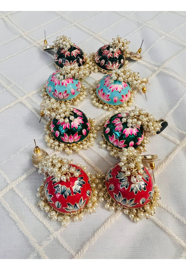 Meenakari jhumki, long jhumki - Kurti Connection USA