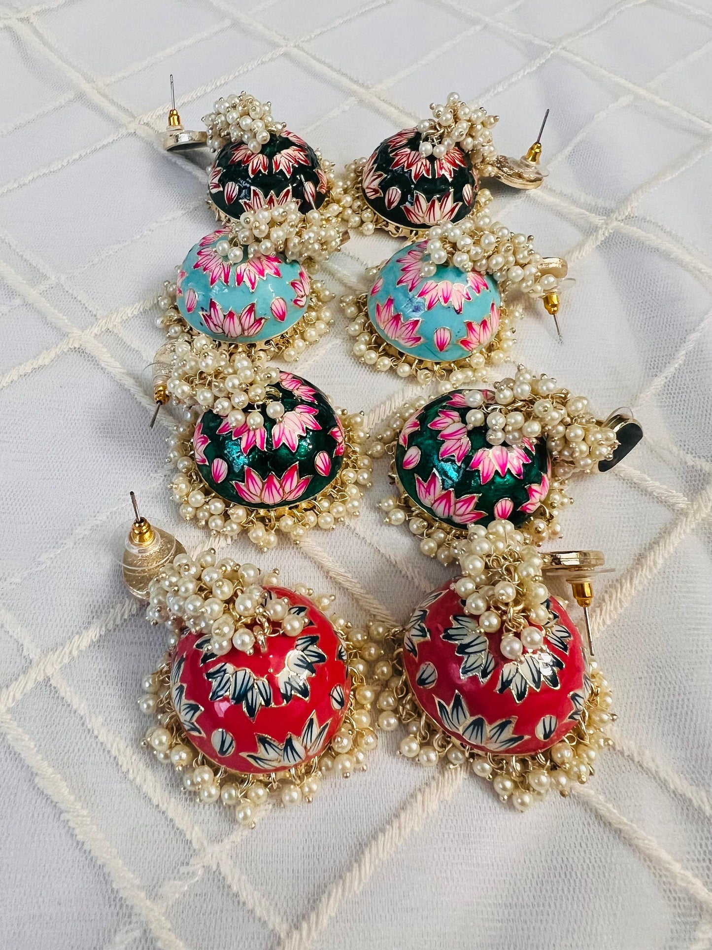 Meenakari jhumki, long jhumki