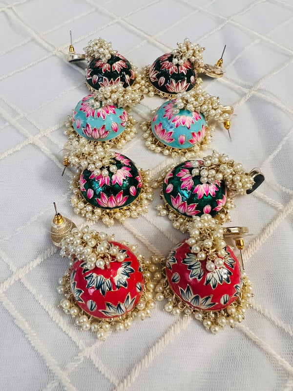 Meenakari jhumki, long jhumki - Kurti Connection USA