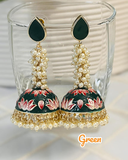 Meenakari jhumki, long jhumki - Kurti Connection USA