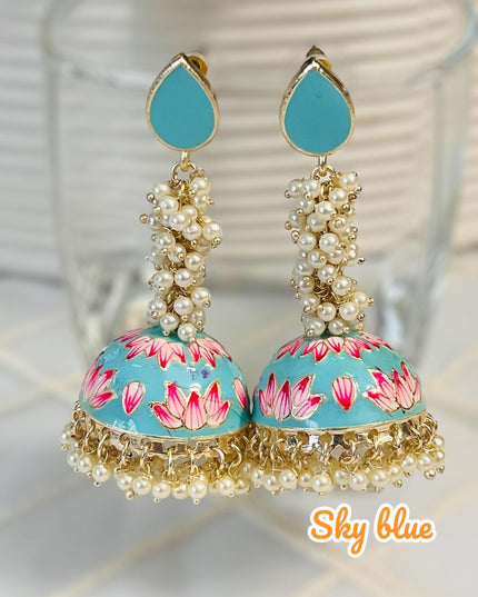 Meenakari jhumki, long jhumki - Kurti Connection USA