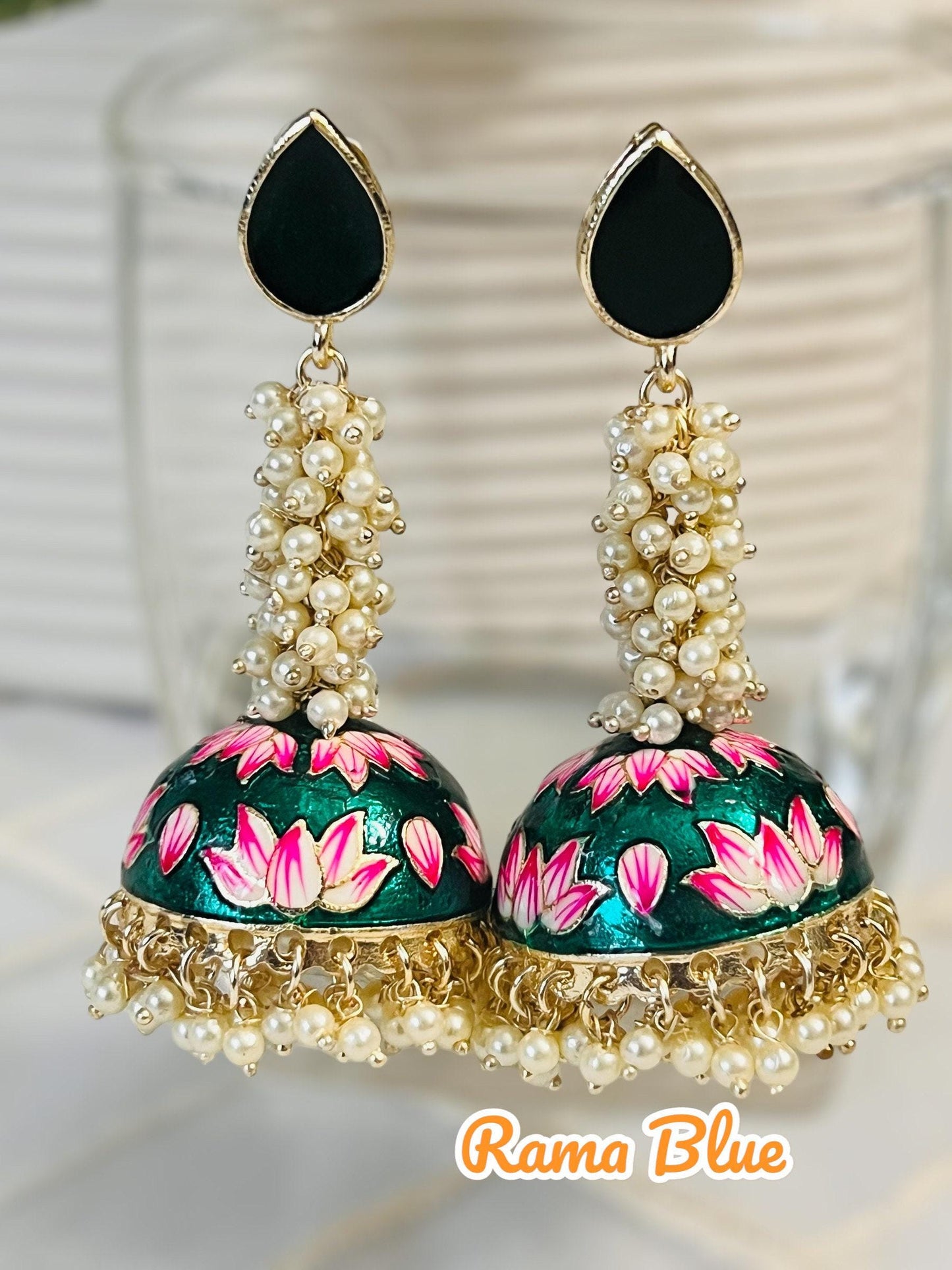 Meenakari jhumki, long jhumki