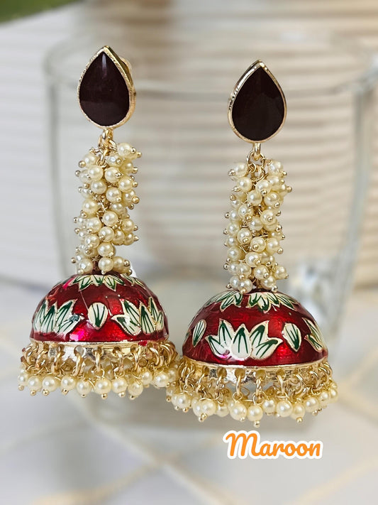 Meenakari jhumki, long jhumki