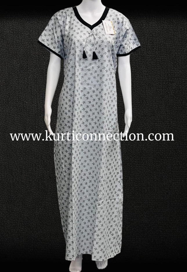 9126 soft cotton nighty, Indian nighty - Kurti Connection USA