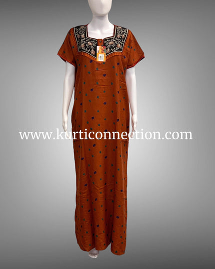 9124 soft cotton nighty, Indian nighty - Kurti Connection USA