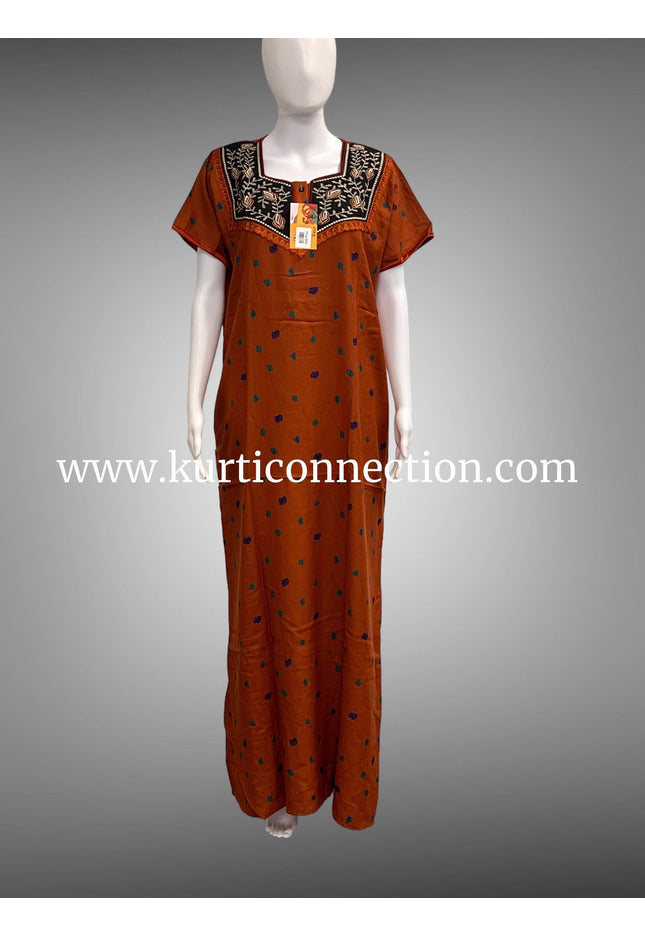 9124 soft cotton nighty, Indian nighty - Kurti Connection USA