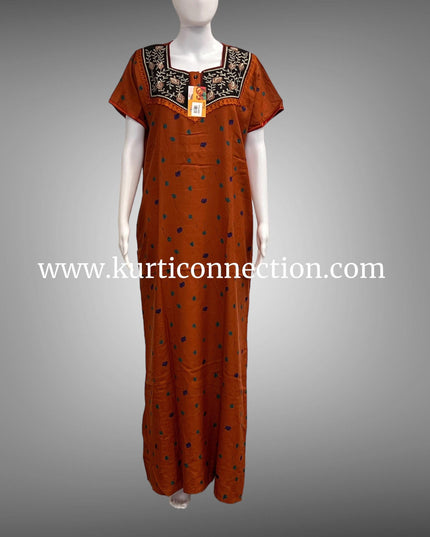 9124 soft cotton nighty, Indian nighty - Kurti Connection USA