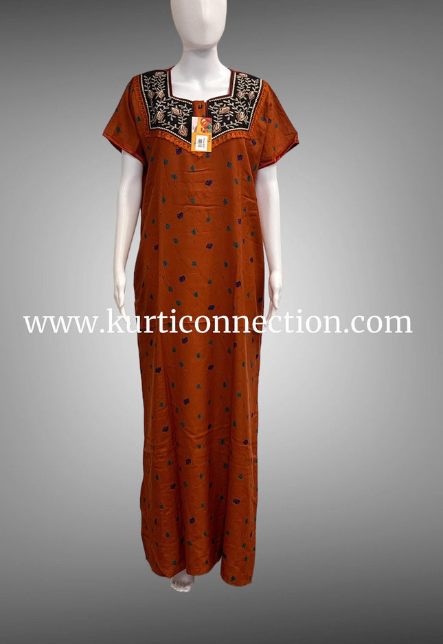 9124 soft cotton nighty, Indian nighty - Kurti Connection USA