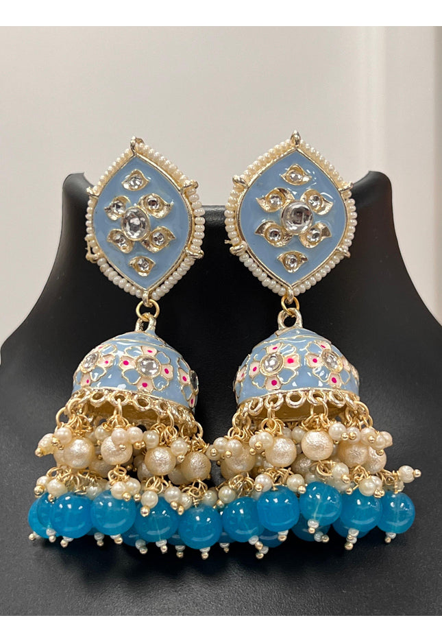 Kundan Meenakari jhumki - Kurti Connection USA