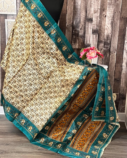 Printed silk saree - Kurti Connection USA