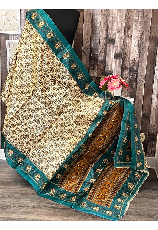 Printed silk saree - Kurti Connection USA
