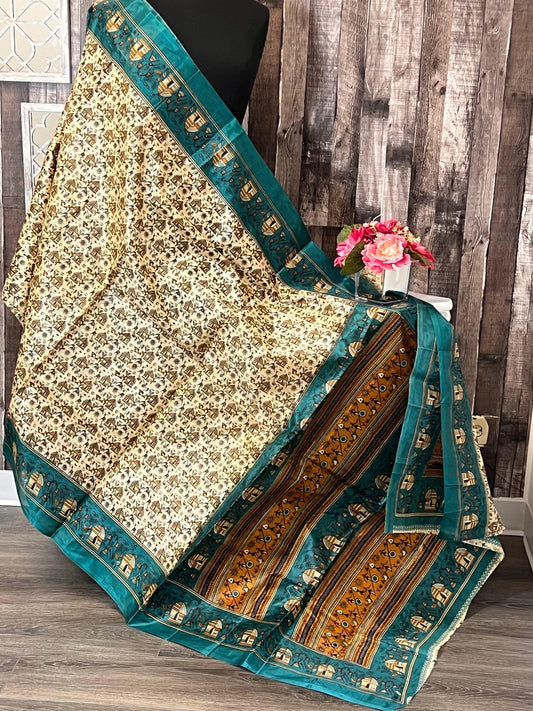Printed silk saree