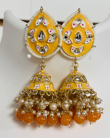Meenakari jhumki earrings - Kurti Connection USA