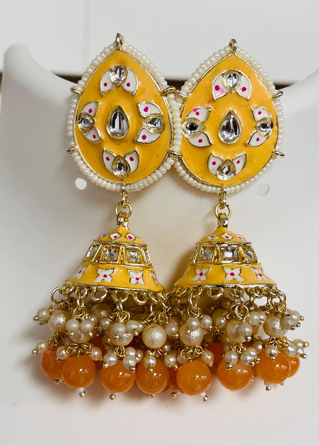 Meenakari jhumki earrings - Kurti Connection USA