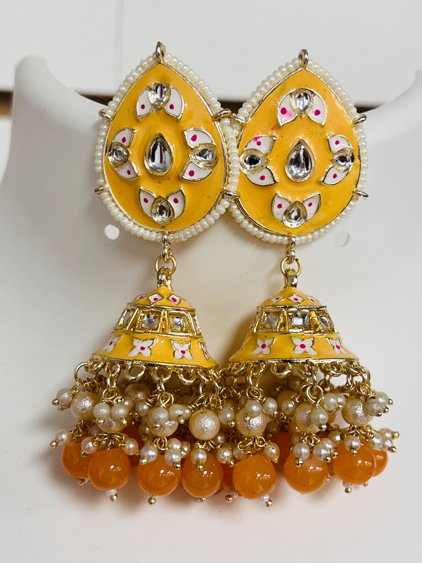Meenakari jhumki earrings