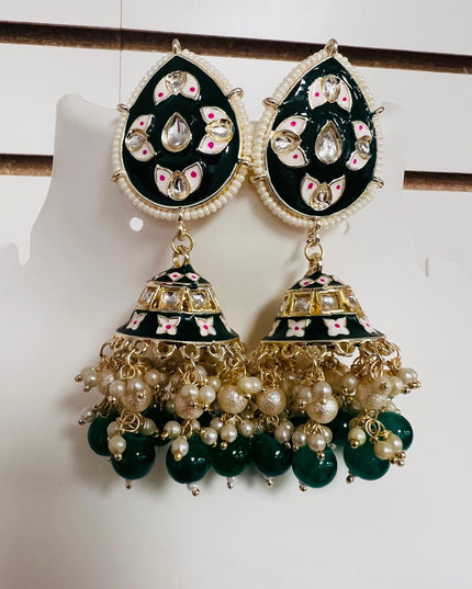 Meenakari jhumki earrings - Kurti Connection USA