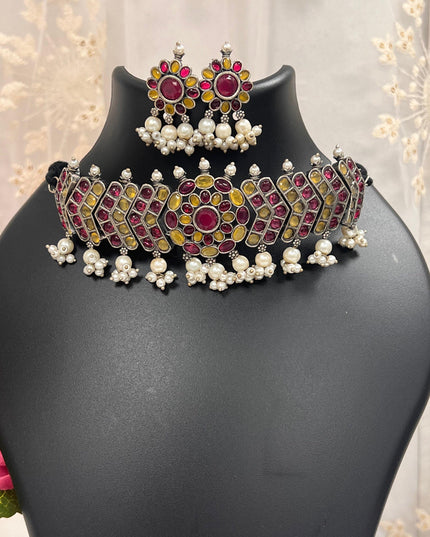 Oxidized choker set - Kurti Connection USA
