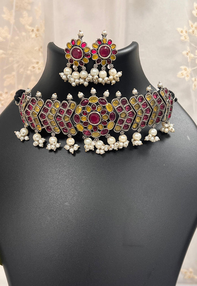 Oxidized choker set - Kurti Connection USA