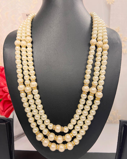 Triple layer Pearl necklace - Kurti Connection USA
