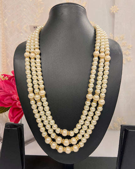 Triple layer Pearl necklace - Kurti Connection USA