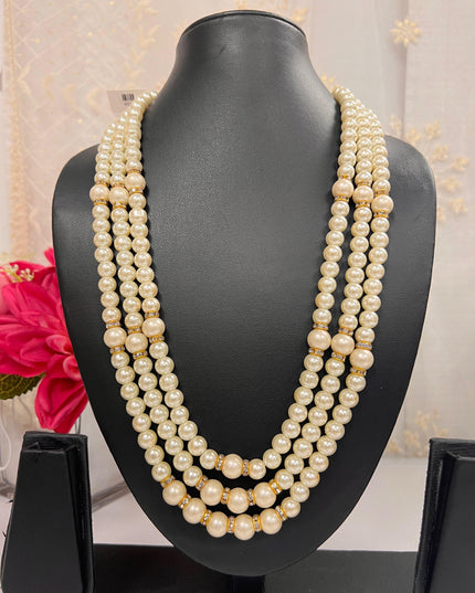 Triple layer Pearl necklace - Kurti Connection USA