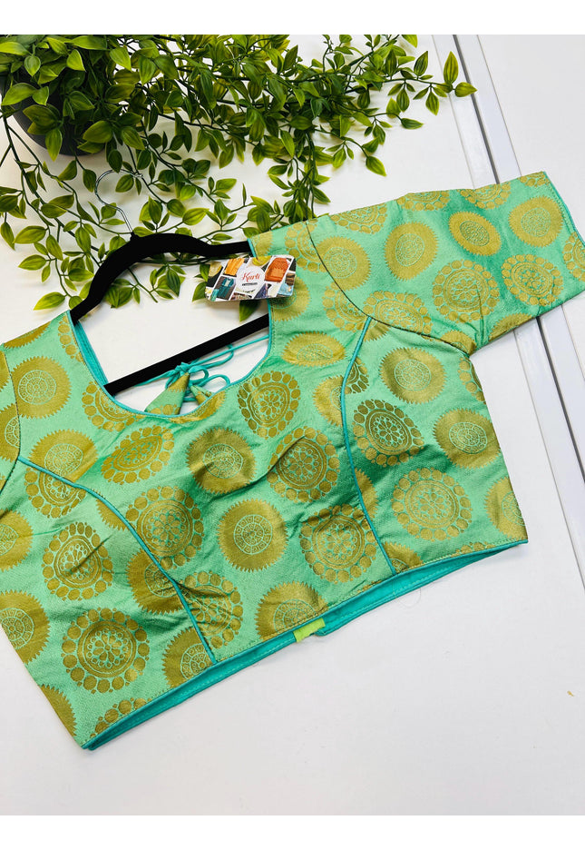 Jacquard silk blouse - Kurti Connection USA