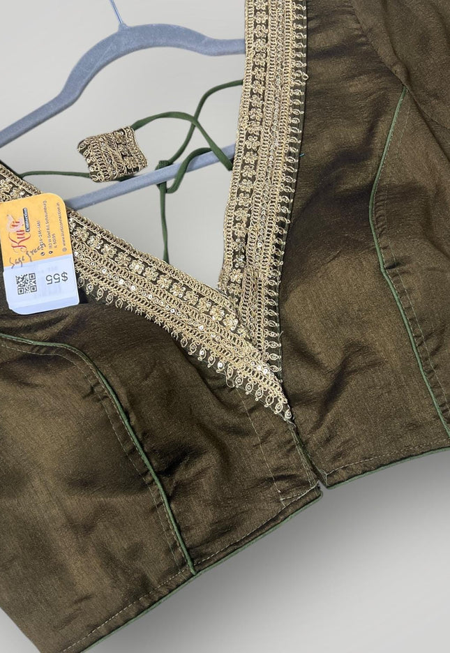 Readymade Blouse | Color: Sage Green - Kurti Connection USA