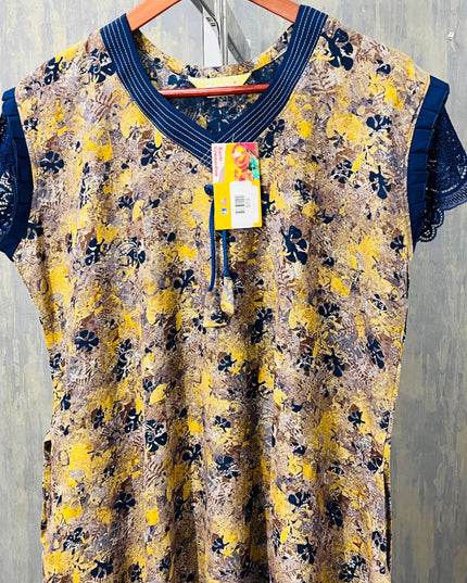 Short sleeves nighty | rayon nighty - Kurti Connection USA