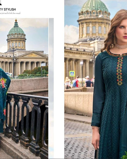 Alamzeb | chinon silk long kurtis - Kurti Connection USA