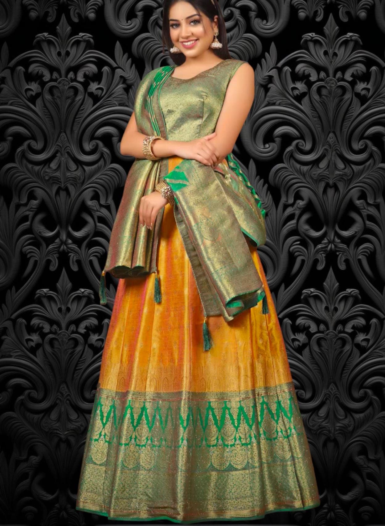 Pure Silk long gown | Three fourth sleeves available