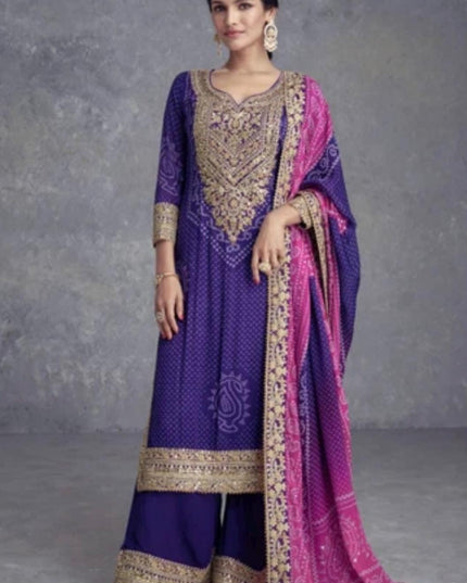Takshvi | Chinon silk party wear suits - Kurti Connection USA