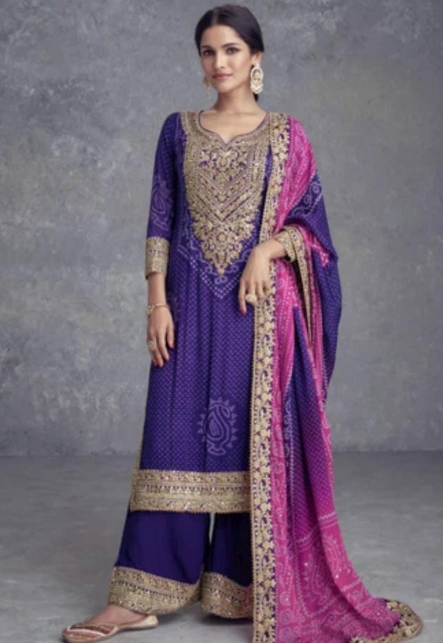 Takshvi | Chinon silk party wear suits - Kurti Connection USA
