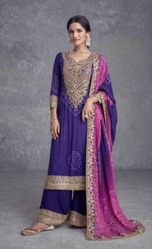Takshvi | Chinon silk party wear suits