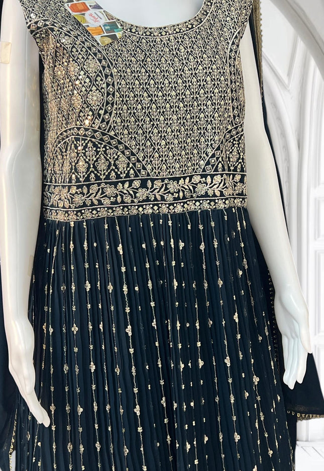 Party wear long gown | Rama Blue - Kurti Connection USA