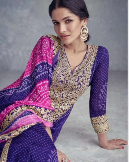Takshvi | Chinon silk party wear suits - Kurti Connection USA