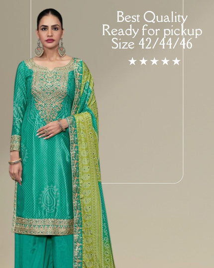 Takshvi | Chinon silk party wear suits - Kurti Connection USA