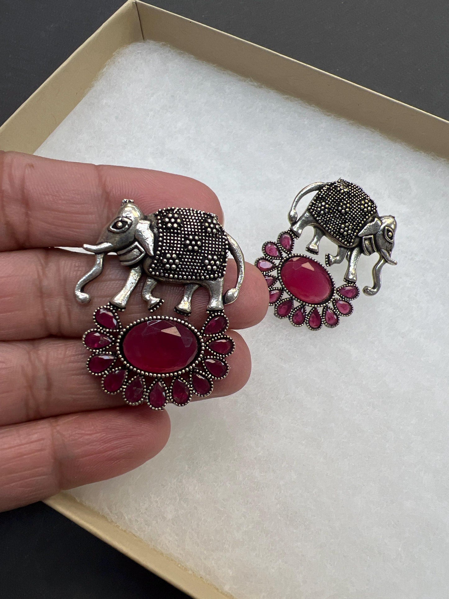 Elephant earrings | oxidized silver earrings
