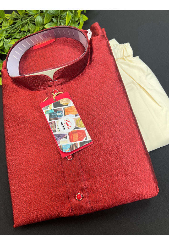 HTM Maroon silk kurta 38 - Kurti Connection USA